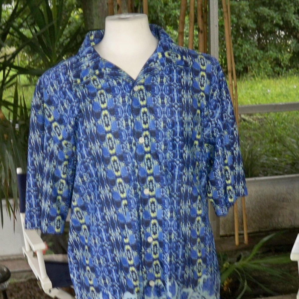 Rusty Brand XL SS BTN Up Casual Mesh Shirt